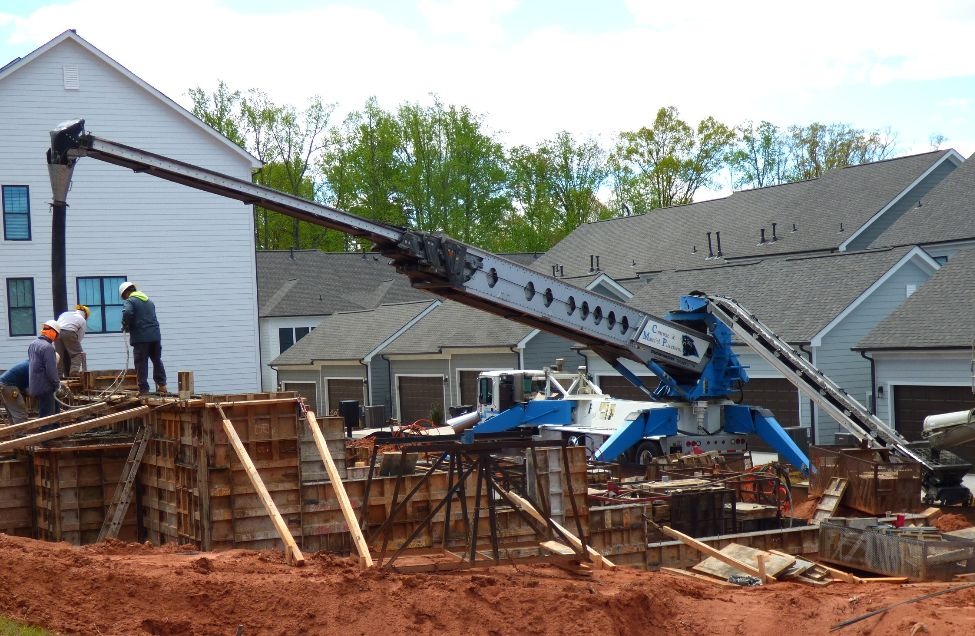 Concrete pump in neighborhood