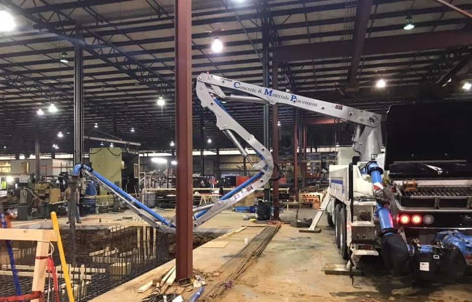concrete pump in warehouse
